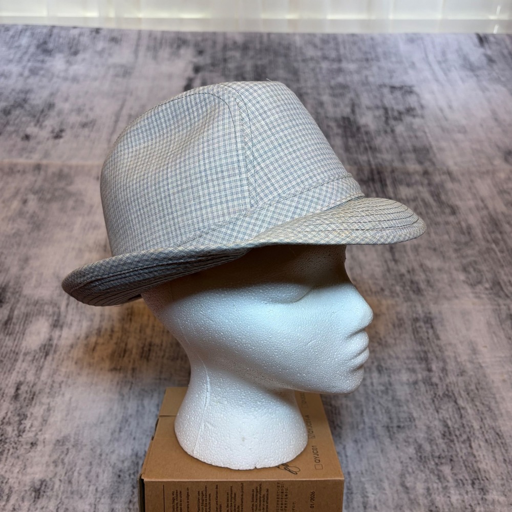 Vintage Beaver Hats Gray White Check Fedora Trilby Made in USA Mens Large - Picture 2 of 8